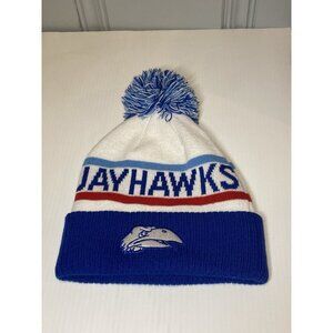 NCAA Kansas University Jayhawks Adidas Stripe Winter Knit Beanie Hat